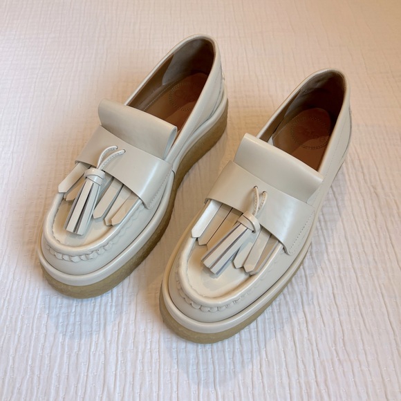 Chloe Jamie Tassel Platform Loafers in Ivory, Size 37 - Picture 4 of 15